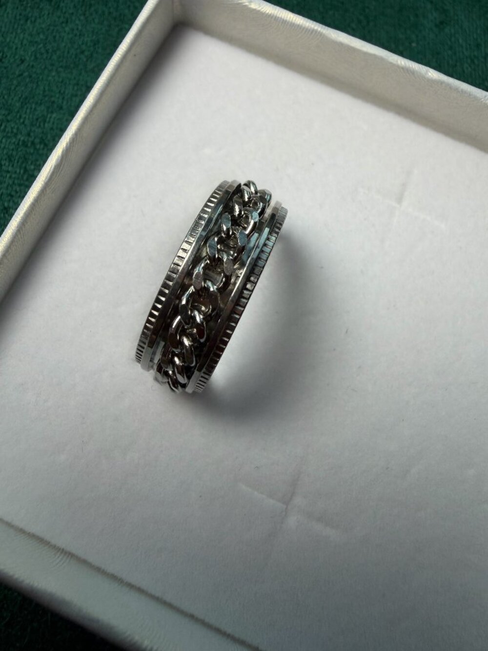 MEN's Stainless Steel Cuban Link Spinner Ring Sizes 9-10